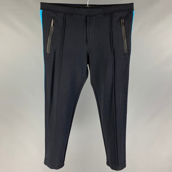 FENDI Size 36 Navy Blue Stripe Cotton Blend Sweatpants - Picture 1 of 6